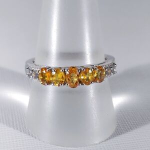Sri Lanka Genuine Yellow Sapphire & White Topaz Ring SIZE 9